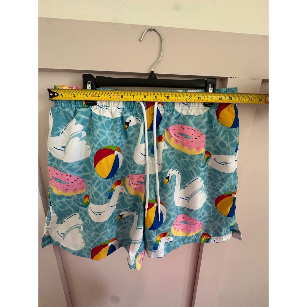George Mens Blue Pool Float Print Swim Trunks Unicorn Swan Donut Size Large - Picture 4 of 7